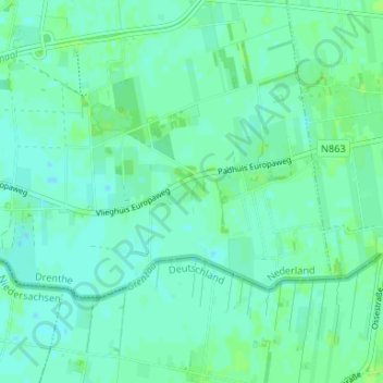 Topografische Karte Vlieghuis, Höhe, Relief