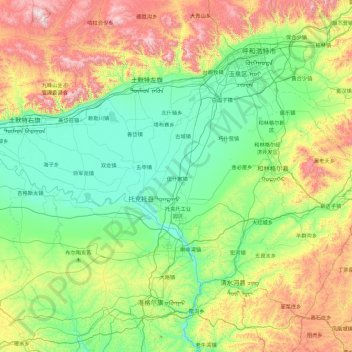 Topografische Karte 托克托县, Höhe, Relief