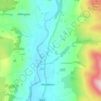 Topografische Karte Middleton Hall, Höhe, Relief