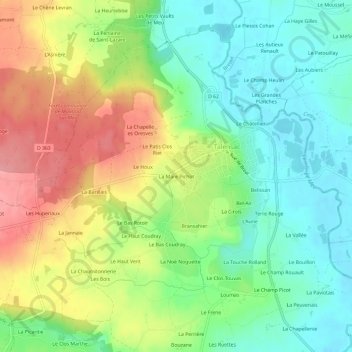 Topografische Karte La Mare Pichot, Höhe, Relief
