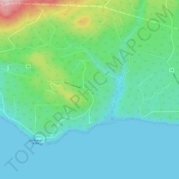 Topografische Karte Shirley, Höhe, Relief