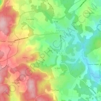 Topografische Karte Jorat, Höhe, Relief
