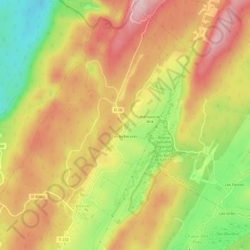Topografische Karte Les Belbenoits, Höhe, Relief