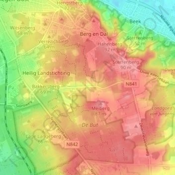 Topografische Karte De Meerwijk, Höhe, Relief