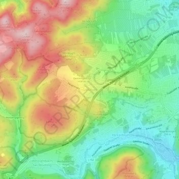 Topografische Karte Gießhübl, Höhe, Relief