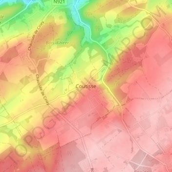 Topografische Karte Coutisse, Höhe, Relief