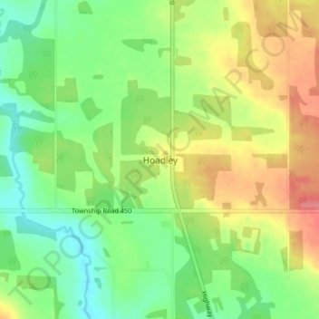 Topografische Karte Hoadley, Höhe, Relief