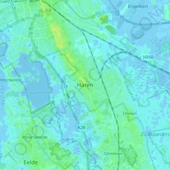 Topografische Karte Haren, Höhe, Relief