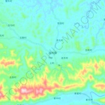 Topografische Karte 连州镇, Höhe, Relief
