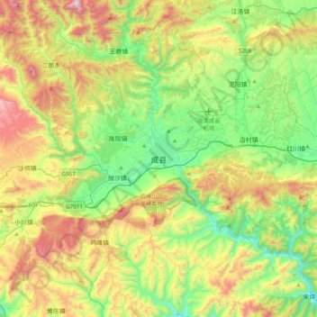 Topografische Karte 成县, Höhe, Relief