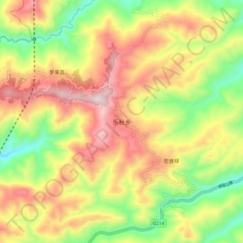 Topografische Karte 乐秋乡, Höhe, Relief