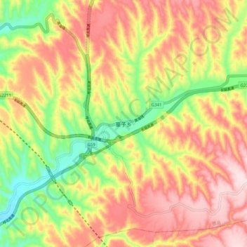 Topografische Karte 寨子乡, Höhe, Relief
