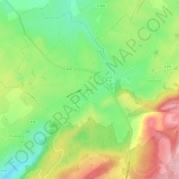 Topografische Karte Nods, Höhe, Relief