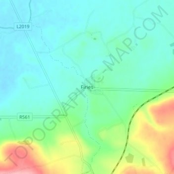 Topografische Karte Fieries, Höhe, Relief