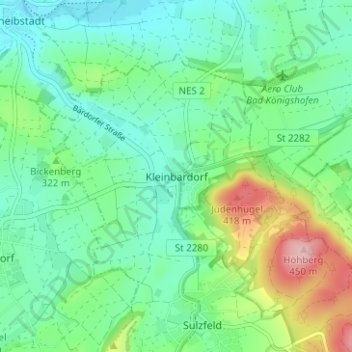 Topografische Karte Kleinbardorf, Höhe, Relief