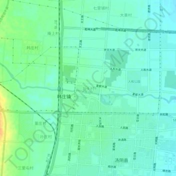 Topografische Karte 北关村, Höhe, Relief
