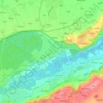 Topografische Karte Hart an der Alz, Höhe, Relief