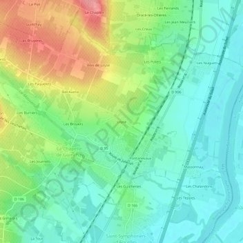 Topografische Karte Loyse, Höhe, Relief