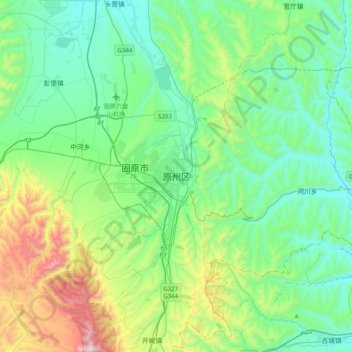 Topografische Karte 原州区, Höhe, Relief