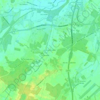 Topografische Karte Le Grand Casseau, Höhe, Relief