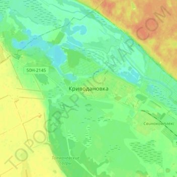 Topografische Karte Криводановка, Höhe, Relief