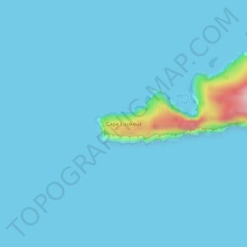 Topografische Karte Cape Lookout, Höhe, Relief
