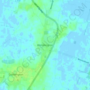 Topografische Karte Wimblington, Höhe, Relief