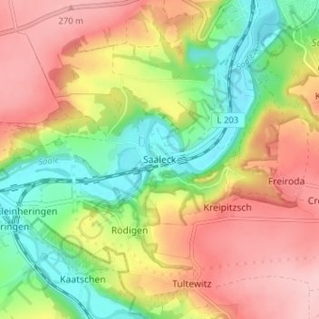 Topografische Karte Saaleck, Höhe, Relief
