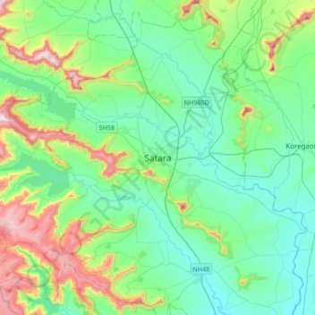 Topografische Karte Satara, Höhe, Relief