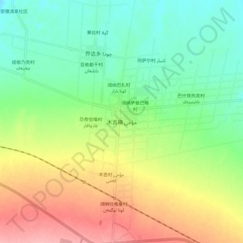 Topografische Karte 木吉镇, Höhe, Relief