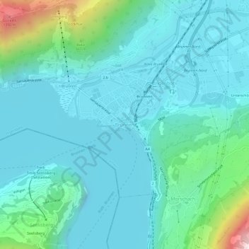 Topografische Karte Brunnen, Höhe, Relief