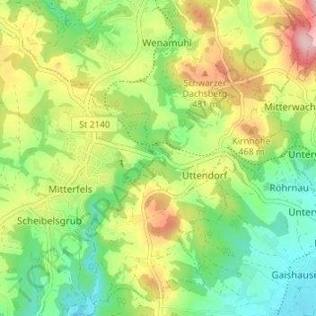 Topografische Karte Höllmühl, Höhe, Relief