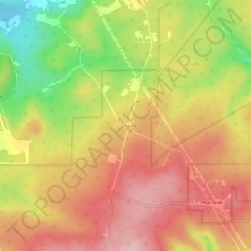 Topografische Karte Four Points, Höhe, Relief