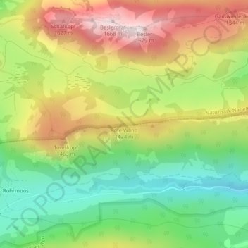 Topografische Karte Rote Wand, Höhe, Relief