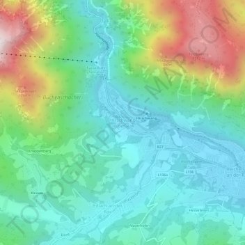 Topografische Karte Hirschwang an der Rax, Höhe, Relief