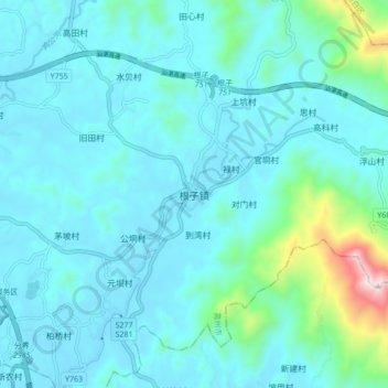 Topografische Karte 根子镇, Höhe, Relief