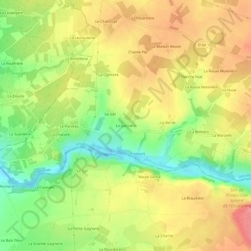 Topografische Karte La Garnière, Höhe, Relief