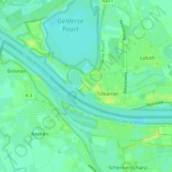 Topografische Karte Tuindorp, Höhe, Relief