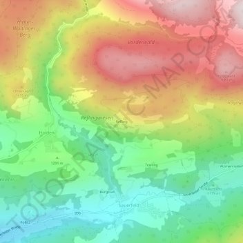 Topografische Karte Refling, Höhe, Relief