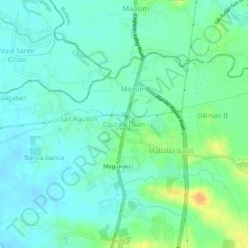 Topografische Karte Cruz na Daan, Höhe, Relief