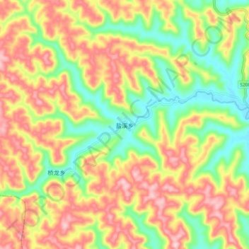 Topografische Karte 盐溪乡, Höhe, Relief