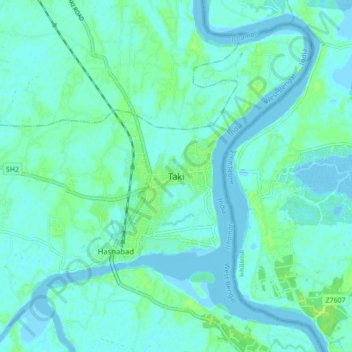 Topografische Karte Taki, Höhe, Relief