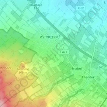 Topografische Karte Ipplendorf, Höhe, Relief