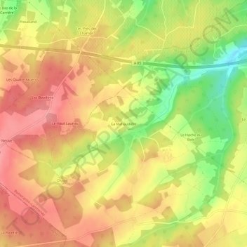 Topografische Karte La Mahaudière, Höhe, Relief
