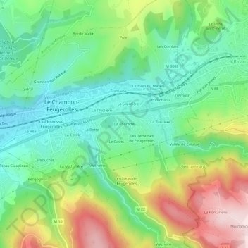 Topografische Karte La Pouratte, Höhe, Relief