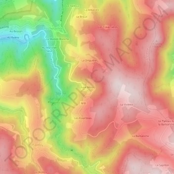 Topografische Karte Font Mora, Höhe, Relief