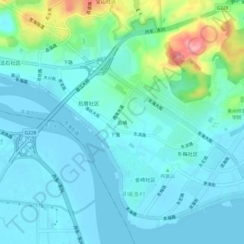 Topografische Karte 后埔, Höhe, Relief