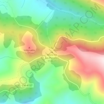 Topografische Karte Risco de las Paradas, Höhe, Relief
