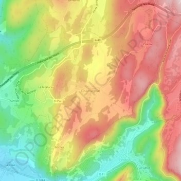 Topografische Karte Chamagnat, Höhe, Relief
