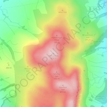 Topografische Karte Fellbarrow, Höhe, Relief